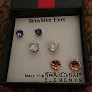 NEW!!!Swarovski 3PAIR Stunning Crystal studs earrings!